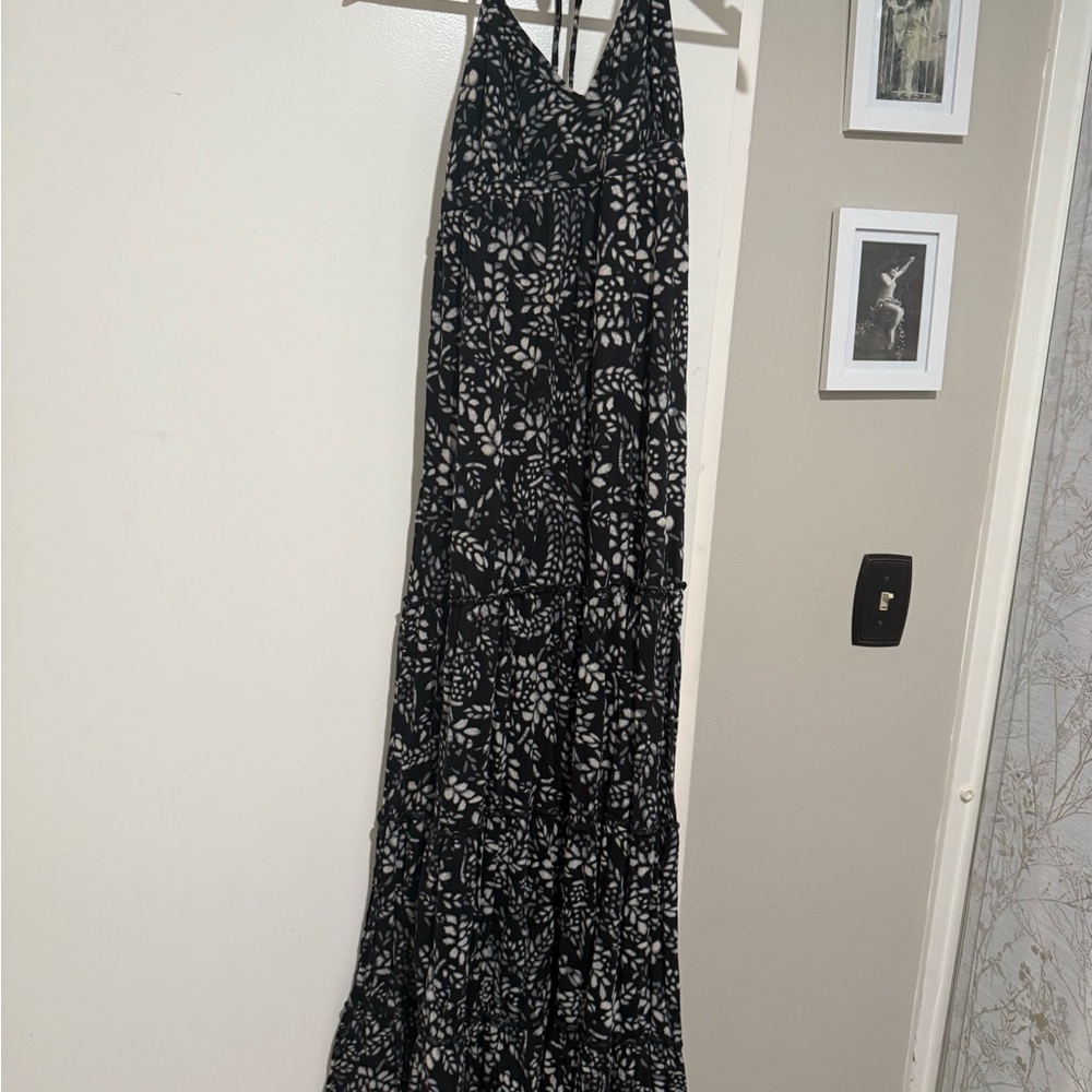 Express Black and White Halter Sundress Maxi